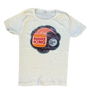 Vintage 1970s 80s Burger King in Space T Shirt Fast Food Fun Polyester Unisex L